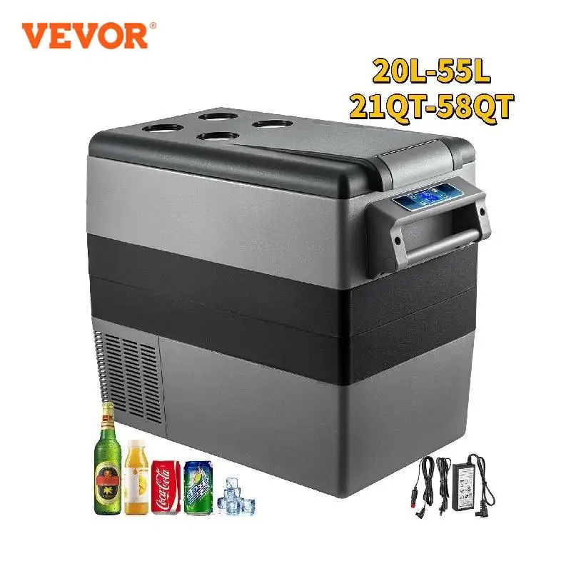 

VEVOR 20L 22L 35L 45L 55L Car Refrigerator Mini Fridge Freezer Portable Compressor Cooler 12/24V DC 110-240V Ice Box for Camping