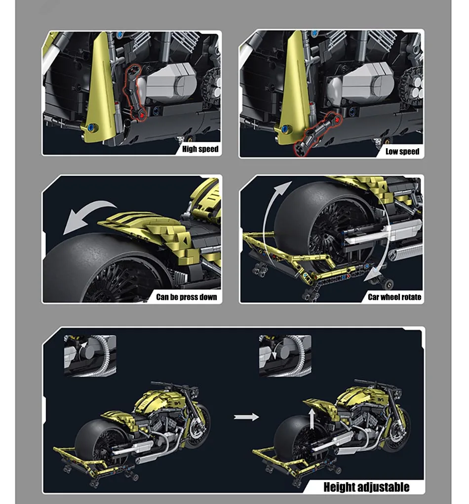 Technical City 2427pcs Harleyed Motorcycle MOC Sport Car Building Blocks 1:5 Scale Motorbike DIY Supercar Bricks Toys For Boys Technical City 2427pcs Harleyed Motorcycle MOC Sport Car Building Blocks 1:5 Scale Motorbike DIY Supercar Bricks Toys For Boys