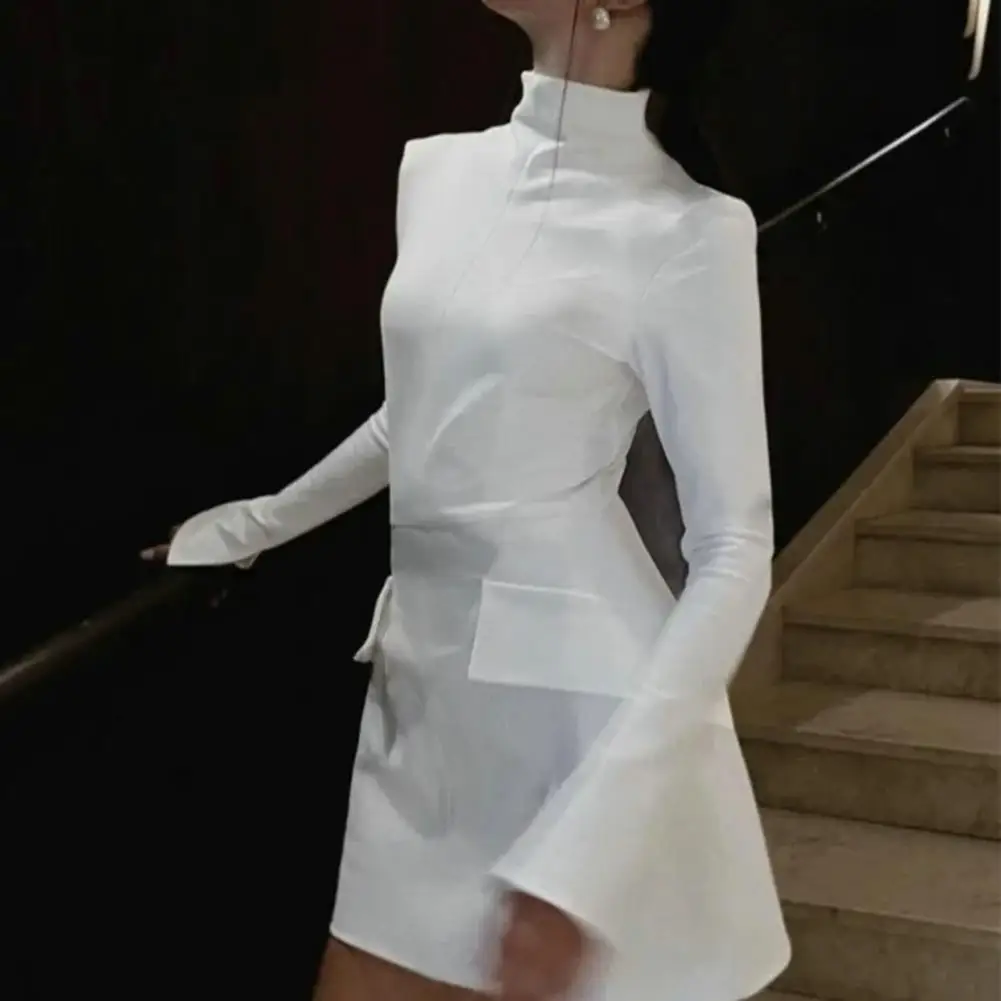 Flap Pockets Dress Elegant Solid Color Mini Dress with Flap Pockets Elastic Waist Slim Fit Long Sleeve Bodycon Female for Women
Flap Pockets Dress Elegant Solid Color Mini Dress with Flap Pockets Elastic Waist Slim Fit Long Sleeve Bodycon Female for Women