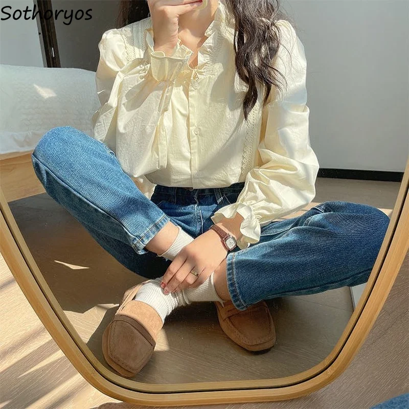 French Style Shirts Women Tender Retro Stylish Classic Long Sleeve Ruffled Leisure All-match Temperament Summer Design Clothes
French Style Shirts Women Tender Retro Stylish Classic Long Sleeve Ruffled Leisure All-match Temperament Summer Design Clothes