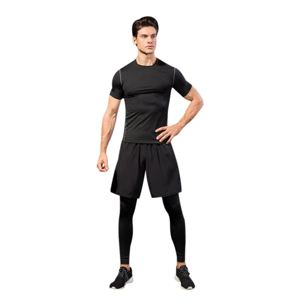 

Men Sport 2 In 1 Running Pants Compression Fitness Pants High Elasticity Quick Dry Training Fake Two-piece Tight Leggings Pants