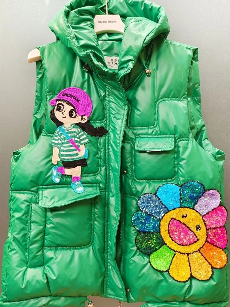 2023 New Cotton Padded Hooded Sequin Vest Winter Green Women's Thickened Cotton Coat Puffer Vest Gilet Women's Quilted Vest
2023 New Cotton Padded Hooded Sequin Vest Winter Green Women's Thickened Cotton Coat Puffer Vest Gilet Women's Quilted Vest