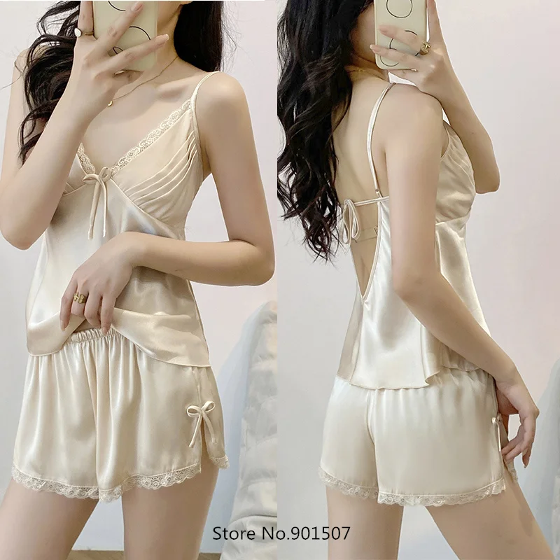 Rayon Homewear Women Pajamas Suit Lace Up Cami&shorts 2Pcs Sleepwear Loose Loungewear Big Size 3Xl 2023 Summer New Lingerie
Rayon Homewear Women Pajamas Suit Lace Up Cami&shorts 2Pcs Sleepwear Loose Loungewear Big Size 3Xl 2023 Summer New Lingerie