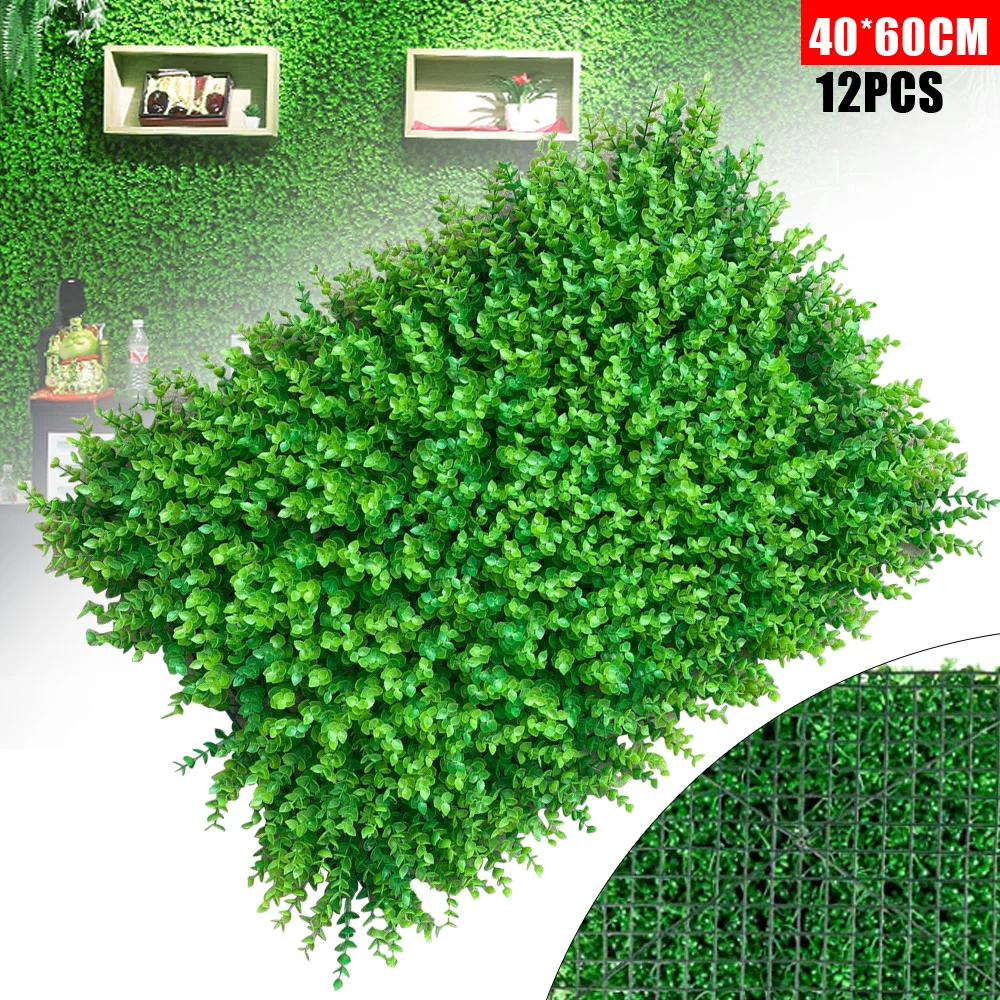 

12Pcs Artificial Plant Wall DIY Artificial Mat Panel Wall Hedge Decor Fake Fence,Grass Green (Density: 308 forks)