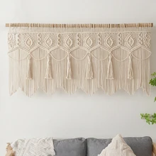 Hand-woven Macrame Cotton Door Curtain Tapestry Wall Hanging Art Tapestry Boho Decoration Bohemia Wedding Backdrop Tapestry Gift