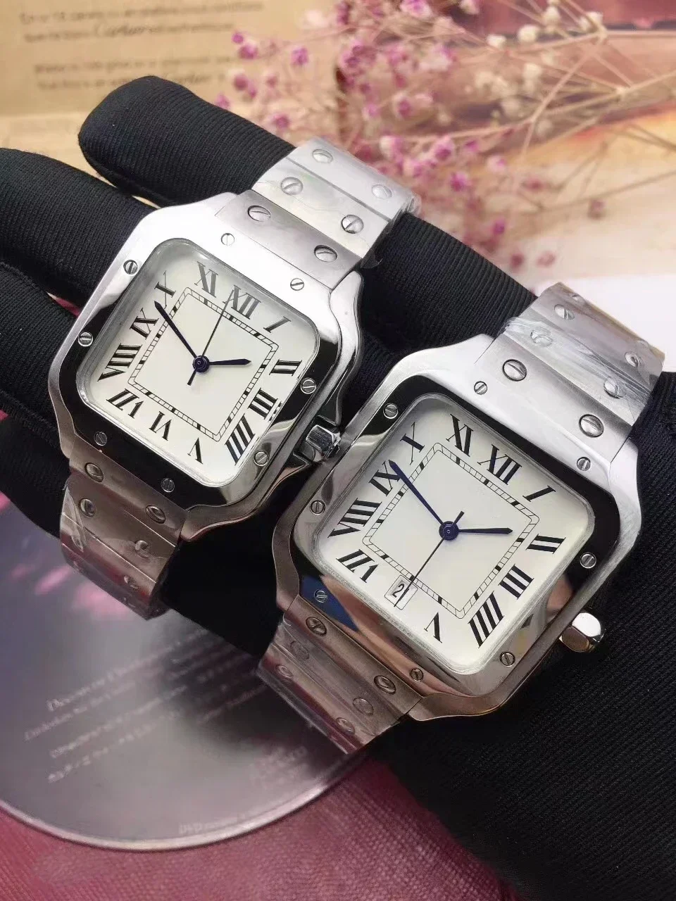 

New Mens Womens Quartz Watch Stainless Steel White Rome Dial Sapphire Calendar 35mm 40mm