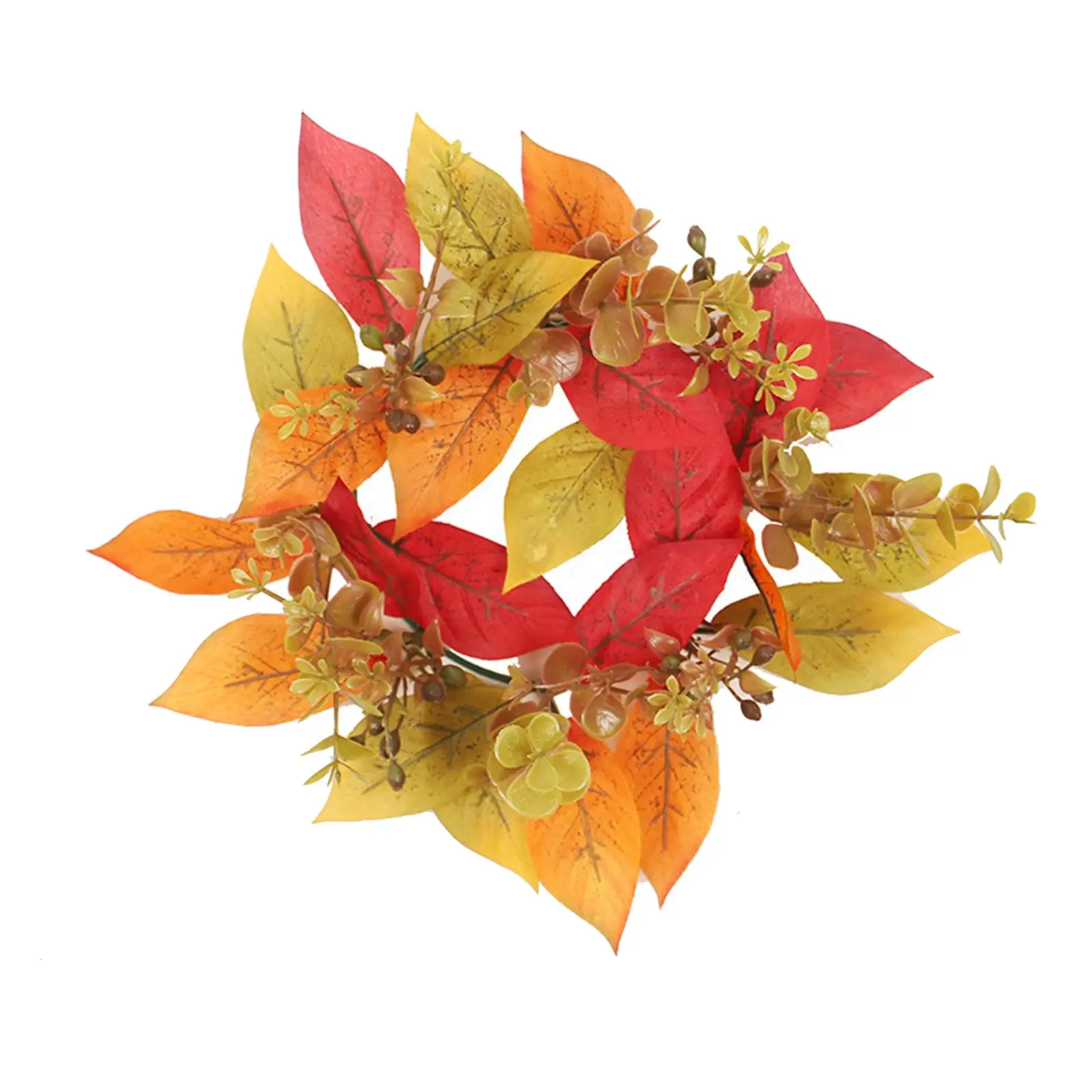 

Candle Ring Wreath Maple Leaves Pillar Candleholder Fall Farmhouse Wreath for Thanksgiving Easter Tabletop Party Wedding