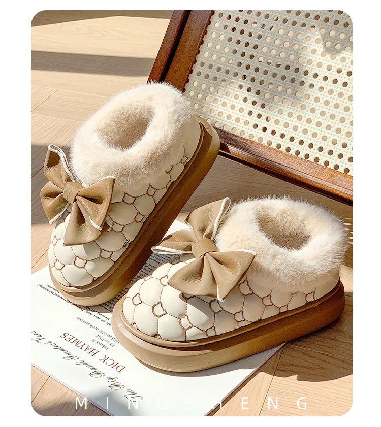Winter Women Snow Boots Cute Bow Cotton Shoes Waterproof Down Short Barrel Ankle Boots Home Comfort Thick Soled Plush Boots Winter Women Snow Boots Cute Bow Cotton Shoes Waterproof Down Short Barrel Ankle Boots Home Comfort Thick Soled Plush Boots