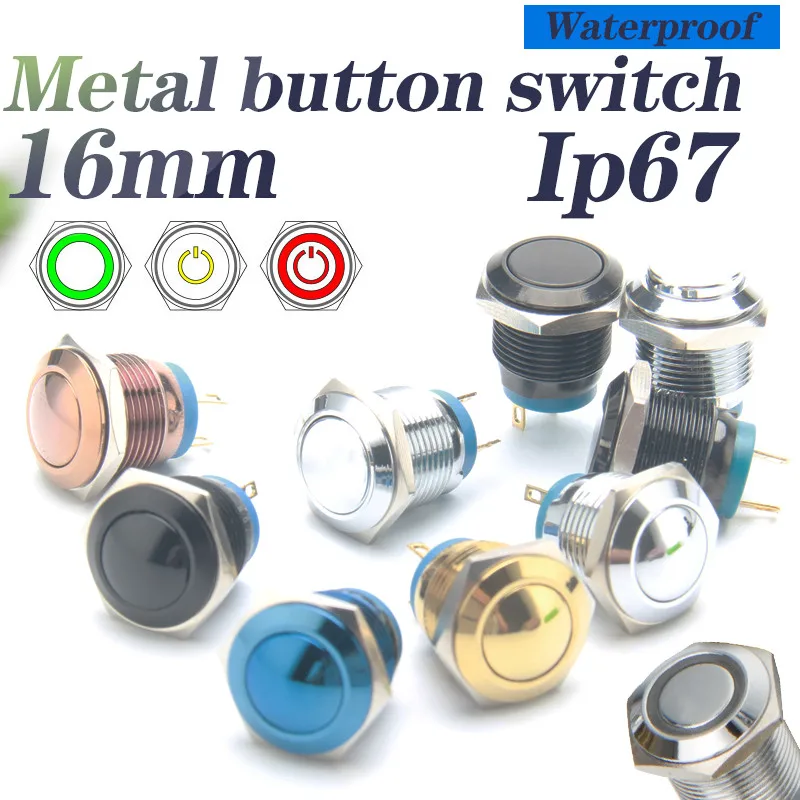 16mm metal Push Button Switch 6v 12v 24v 3V-220v Led Lamp Waterproof Momentary/latching self-reset/locking light Multiple colors
16mm metal Push Button Switch 6v 12v 24v 3V-220v Led Lamp Waterproof Momentary/latching self-reset/locking light Multiple colors