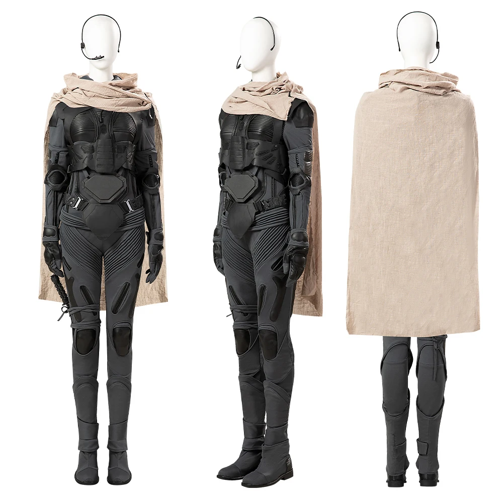 

2024 New Female Arrakis Aka Dune Cosplay Costume Chani Costume Armor Suit with Vest Jumpsuit Cape Halloween Outfit
