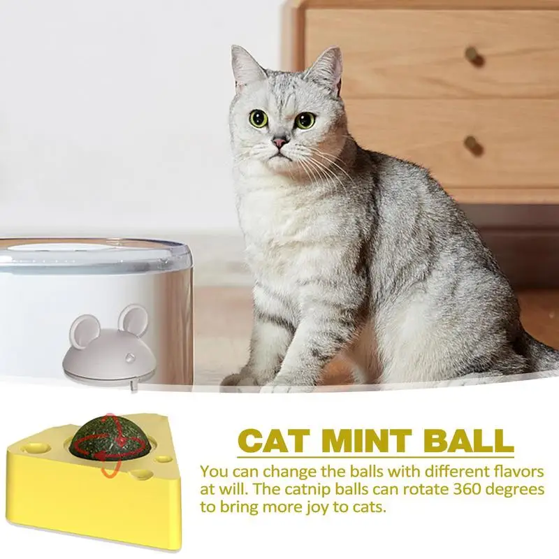 

Cats Rotatable Catnip Ball Wall Sucker Lick Treat Toys Contail Catnip Sugar Balls Cheese Shape Teeth Grinding Lick Toy For Cats