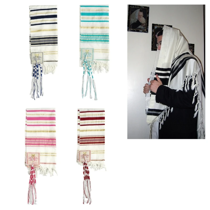 

Messianic Tallit Prayer Shawl Women Men Casual Stripe Pattern Scarf Israel Yeshua Shawl Unisex Arab Style Religious Scarves