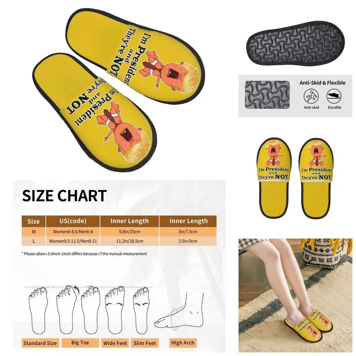 

Donald Trump Cartoon Men Women Furry slippers,fashion printing pantoufle homme Home slippers