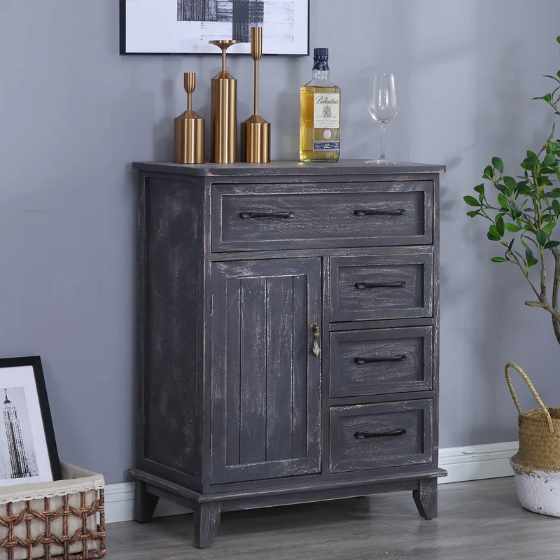 

Chest of Six Drawers Simple Modern Living Room Entrance Drawer Storage Cabinet Nordic Retro Locker Side Cabinet