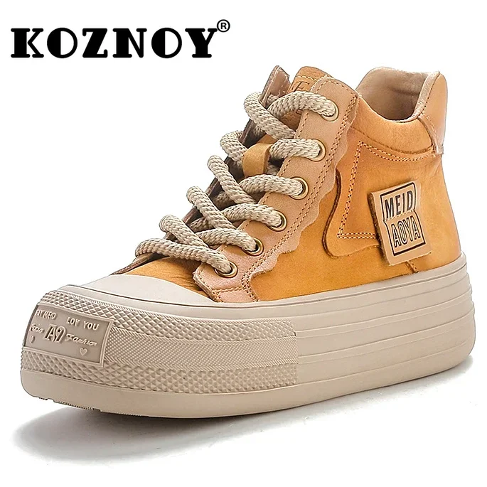 

Koznoy 5cm Cow Suede Genuine Leather Moccasin Flats Autumn Loafer Shoes Boots Women Winter Plush Chunky Sneakers Ankle Spring