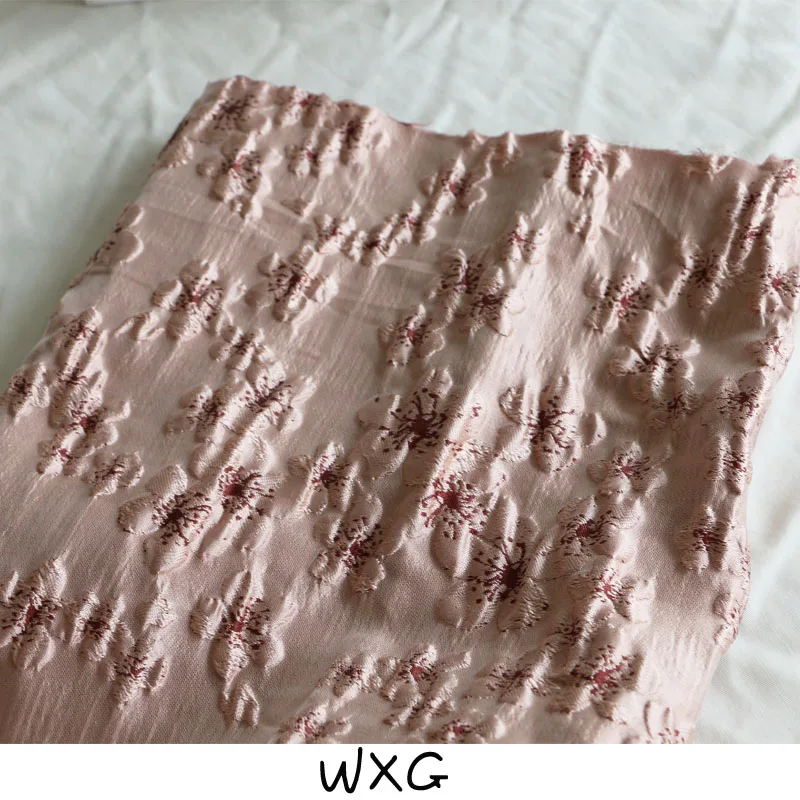 

Fabric Width 50X140cm Bean Pink Three-Dimensional Plum Blossom Plant Flower Brocade Jacquard DIY Dress Japanese and Korean Style