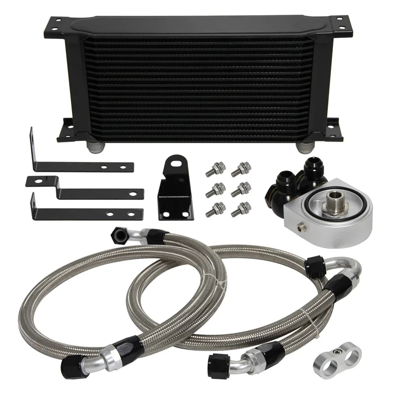 19 Row Oil Cooler W/ Steel Braided Oil Lines Kit Fits for Honda S2000 F20C1 F22C1 2000-2009
19 Row Oil Cooler W/ Steel Braided Oil Lines Kit Fits for Honda S2000 F20C1 F22C1 2000-2009