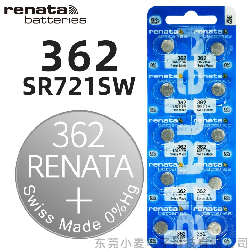 

100Xrenata Silver Oxide Watch Battery 362 SR721SW 721 1.55V 100% original brand renata mp362 renata 721 battery