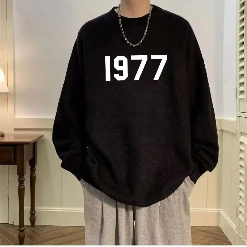 EBAIHUI New Fashion Men Sweater Solid Color 1977 Letter Print Male Long Sleeved Knitwear Autumn Winter Round Neck Loose Pullover
EBAIHUI New Fashion Men Sweater Solid Color 1977 Letter Print Male Long Sleeved Knitwear Autumn Winter Round Neck Loose Pullover