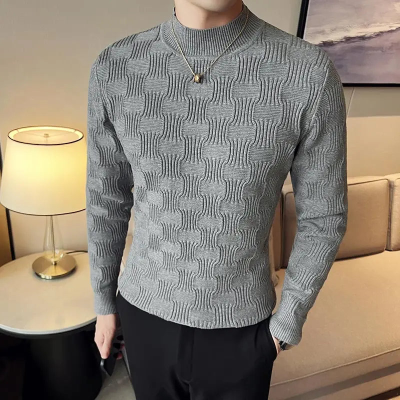 Winter New Men's Fashion Slim-fit Dark Flower Half Turtleneck Solid Color Pullover Sweater Casual All Match Men Warm Sweater Men
Winter New Men's Fashion Slim-fit Dark Flower Half Turtleneck Solid Color Pullover Sweater Casual All Match Men Warm Sweater Men