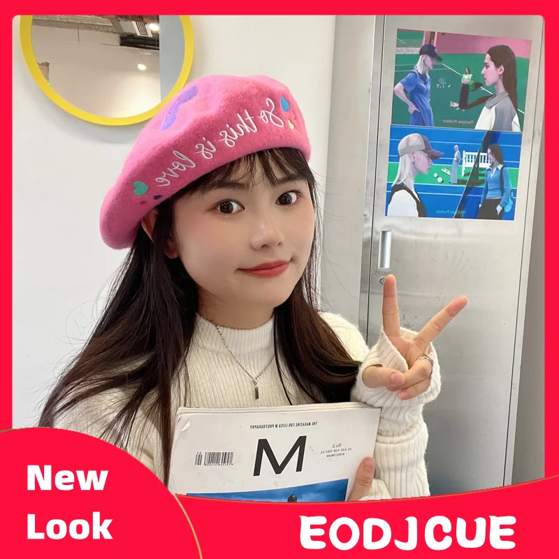 2023 New Winter Cute Sweet Girl Pink Love Embroidery Wool Beret Cap Japanese Temperament Warm Painter Hat Women Hats Mujer
2023 New Winter Cute Sweet Girl Pink Love Embroidery Wool Beret Cap Japanese Temperament Warm Painter Hat Women Hats Mujer