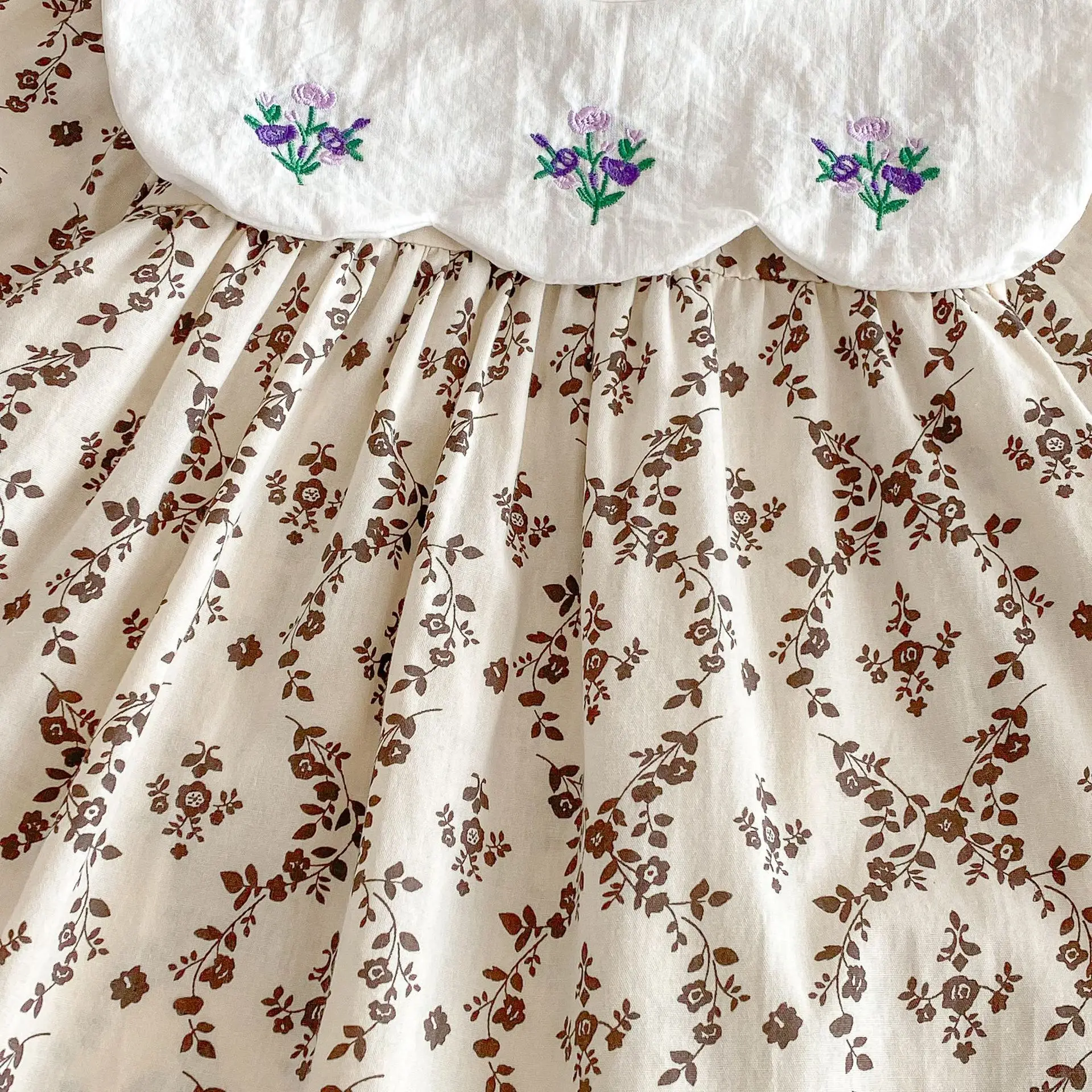 2025 Autumn New Girls Casual Dress Children Large Collar Flower Embroidery Dress Cotton Baby Girl Floral Princess Dress 19 Sfc380e797bb94b5dbbe45306b47a0a38G