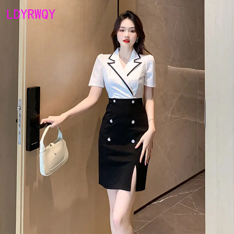 Summer 2023 new temperament suit collar splicing professional celebrity slim dress
Summer 2023 new temperament suit collar splicing professional celebrity slim dress