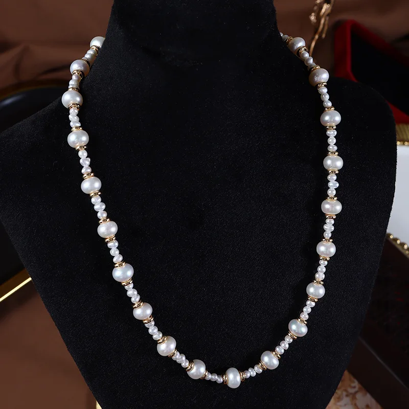 

Elegant Natural Freshwater Pearl Necklace Women Choker OT Buckle Charm Irregular Baroque Pearls Chain Collar Minimalist Luxury