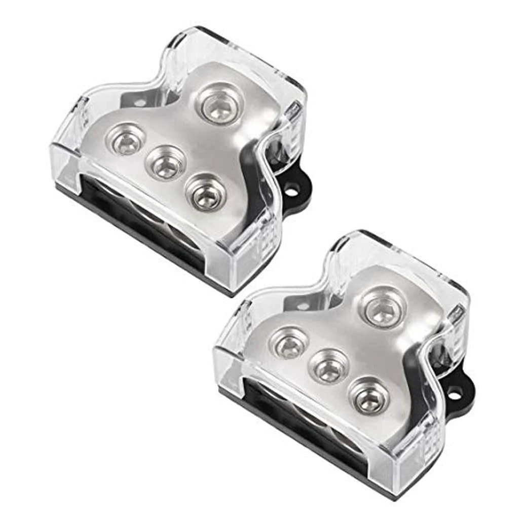 3 Way Power Distribution Block 1X0 Gauge in / 3X4Gauge Out Amp Connecting Block for Car Amplifier Audio Splitter 2Pack
3 Way Power Distribution Block 1X0 Gauge in / 3X4Gauge Out Amp Connecting Block for Car Amplifier Audio Splitter 2Pack