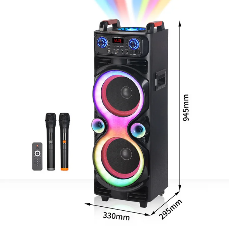 Portable Wooden Handcart Party Speakers Dual 10-inch Horn Wireless Bluetooth Speakers 6000W Peak Value Big TWS Subwoofer Boombox
Portable Wooden Handcart Party Speakers Dual 10-inch Horn Wireless Bluetooth Speakers 6000W Peak Value Big TWS Subwoofer Boombox