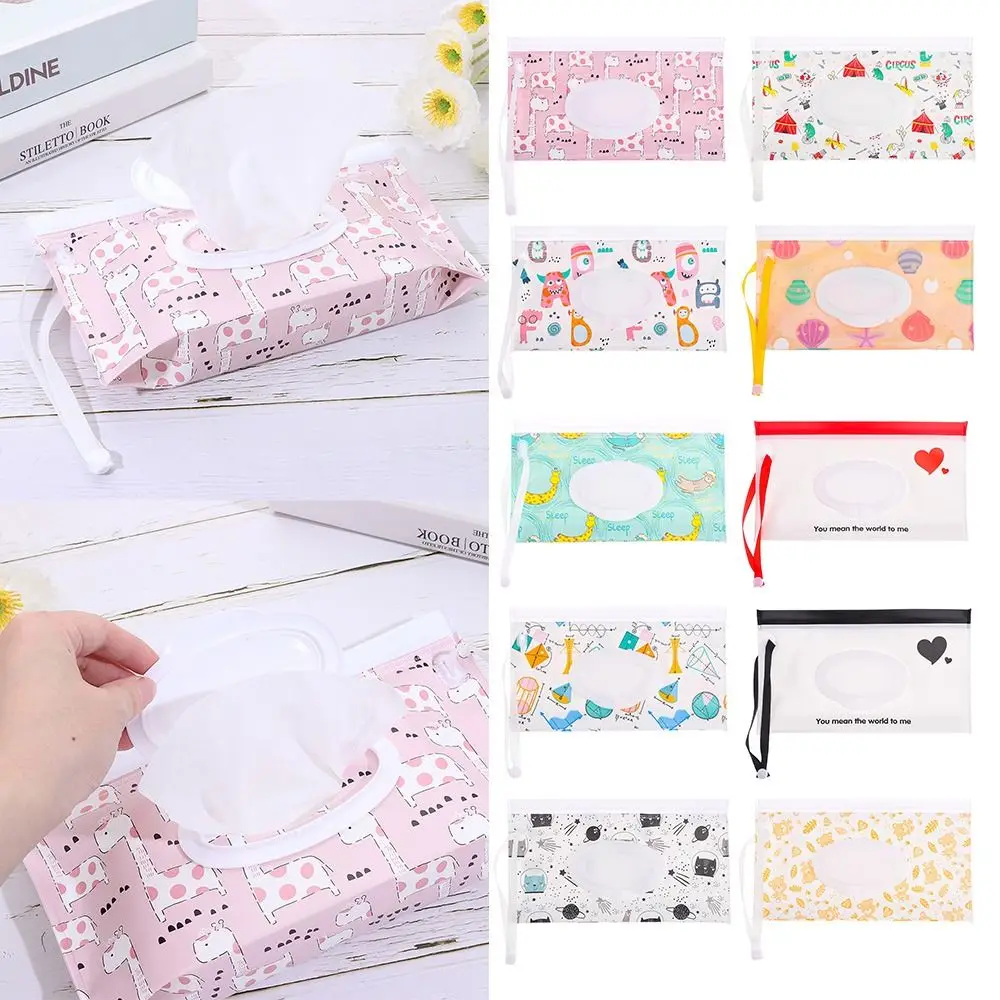 

EVA Wet Wipes Bag Cute Flip Cover Reusable Tissue Box Refillable Portable Wipes Holder Case Home