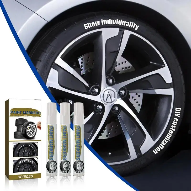 

3 Pcs DIY Craft Waterproof Paint Pens Quick Dry Anti-Fading Oil Based Paint Marker Waterproof Car Wheel Tire Oily Painting Mark