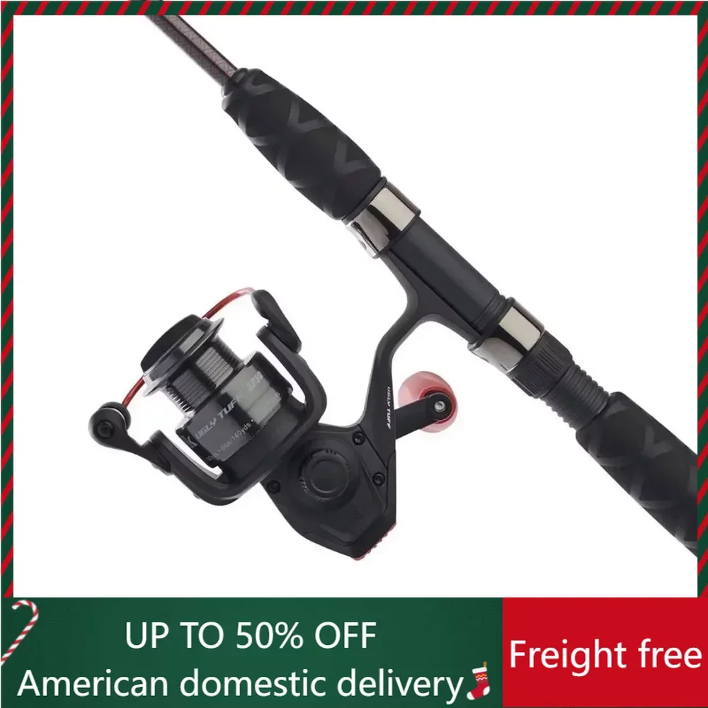 

6’ Ugly Tuff Spinning Fishing Rod and Reel Spinning ComboFreight Free Fishing Rods Complete Set Tackle Kit Sports Entertainment