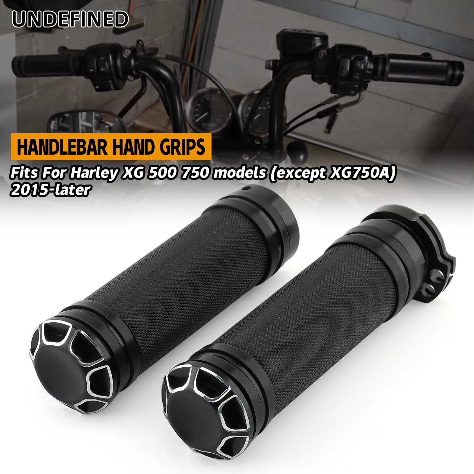 

Fit For Harley XG750 XG500 Street 750 500 2015-2020 Black 7/8" Handle Bar Hand Grips CNC Knurled Cable 22mm Handlebar Grip