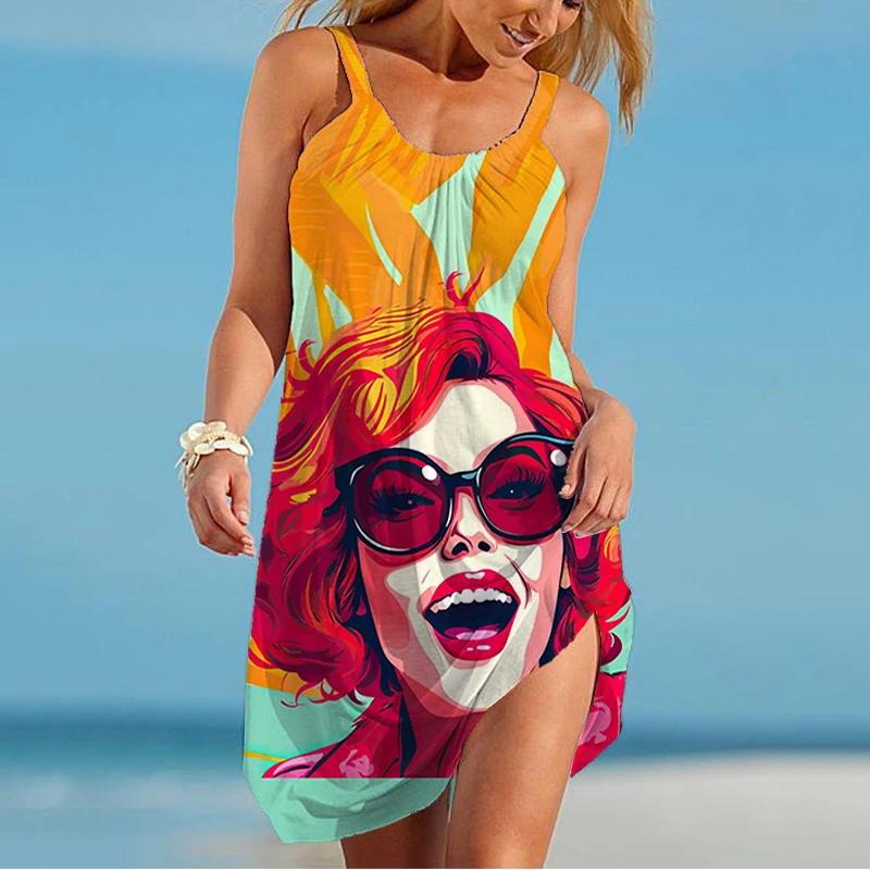 Летнее женское платье с лямкой на шее, красивое платье с 3D принтом, женское модное повседневное свободное платье с лямкой на шее 
Летнее женское платье с лямкой на шее, красивое платье с 3D принтом, женское модное повседневное свободное платье с лямкой на шее