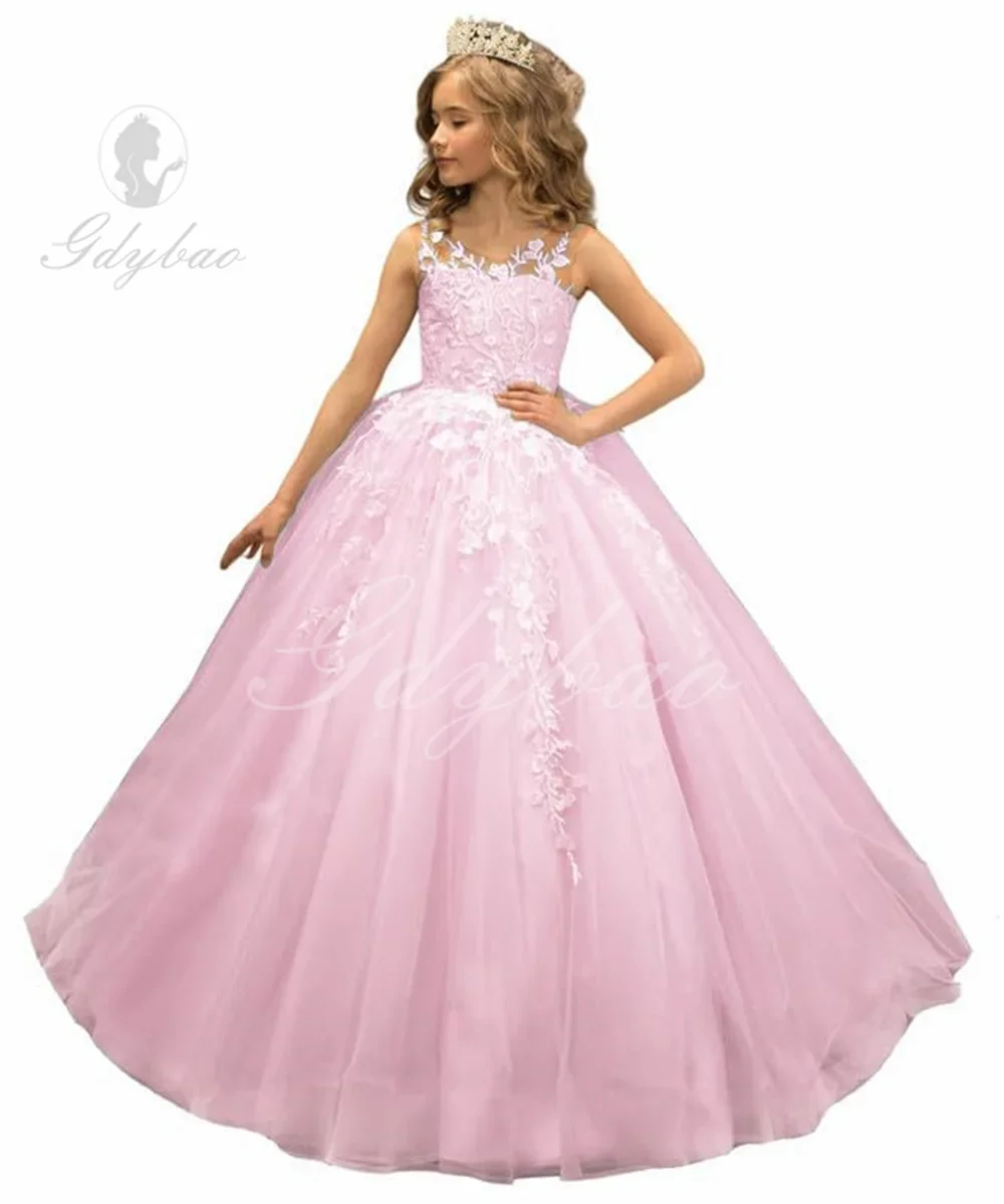 Gdybao Girl's Pageant Dress Long Tulle Flower Girl Dresses Sleeveless Appliques Ball Gown for Wedding Party Dresses
Gdybao Girl's Pageant Dress Long Tulle Flower Girl Dresses Sleeveless Appliques Ball Gown for Wedding Party Dresses