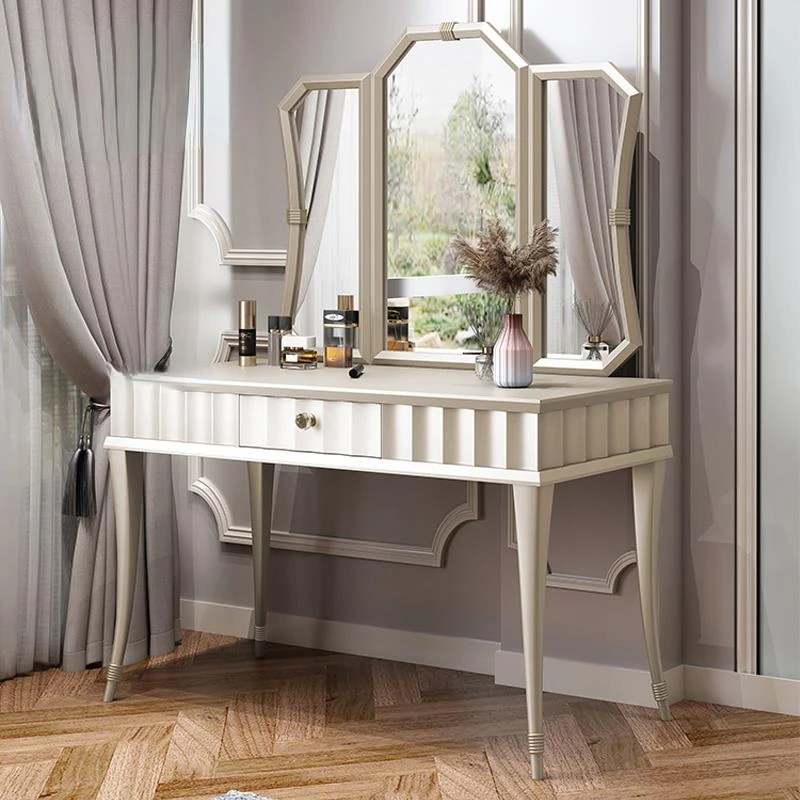 American Style Dressing Table With Large Makeup Mirror Makeup Stool Bedroom Furniture Wooden Modern High-End Makeup Table
American Style Dressing Table With Large Makeup Mirror Makeup Stool Bedroom Furniture Wooden Modern High-End Makeup Table