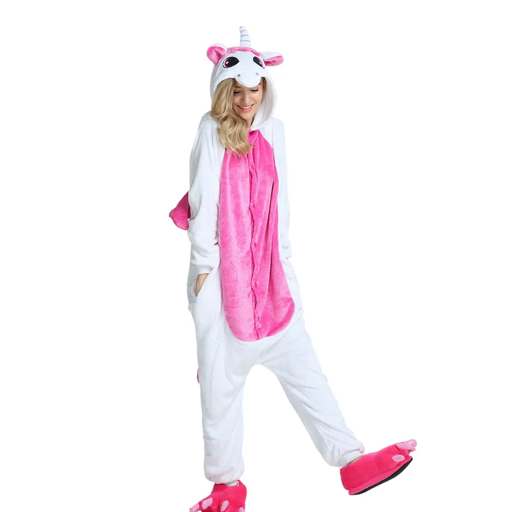 

Animal Cosplay Costume Hot Pink Unicorn Onesies Pajama For Adult Halloween Carnival Masquerade Party Jumpsuit Clothing