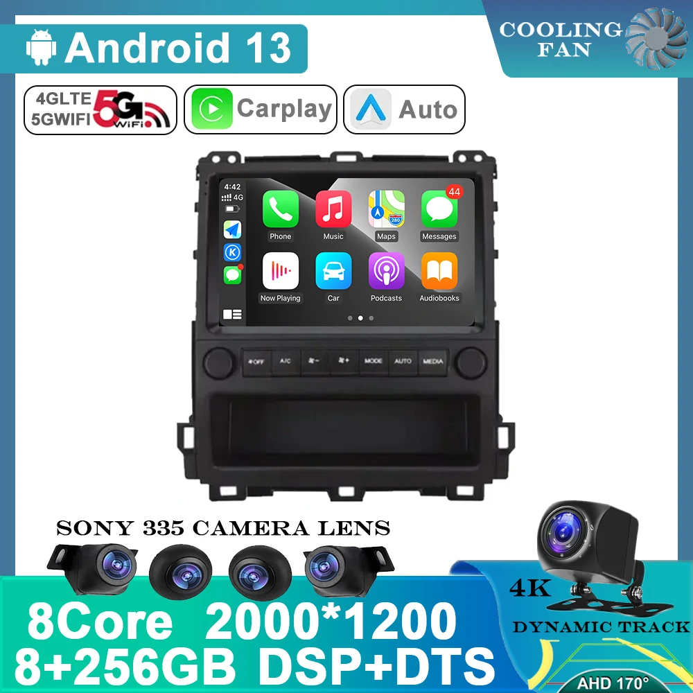 

9"Android 13 Carplay Auto Toyota Land Cruiser Prado 120 For Lexus GX470 GX 470 J120 2002 -2009 Multimedia Stereo Player GPS WIFI
