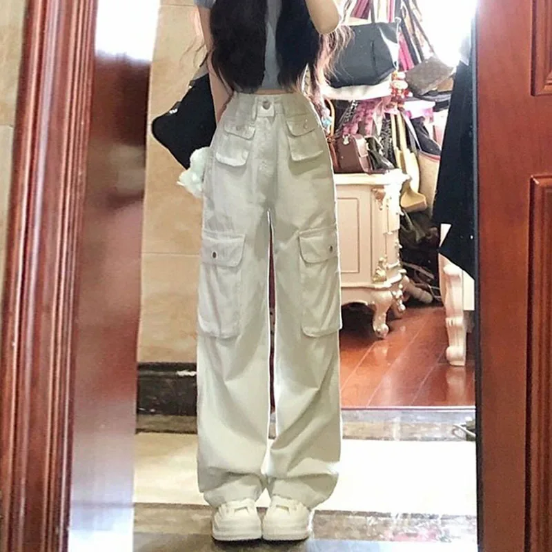 2023 New Autumn Winter Fashion Women Pants High Street High Waist Slim Multi Pocket Retro Pants Loose Simple White Cargo Pants
2023 New Autumn Winter Fashion Women Pants High Street High Waist Slim Multi Pocket Retro Pants Loose Simple White Cargo Pants