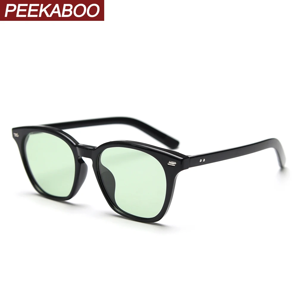 

Peekaboo korean style polarized sunglasses for men retro square sun glasses for women green black TR90 unisex uv400 high quality