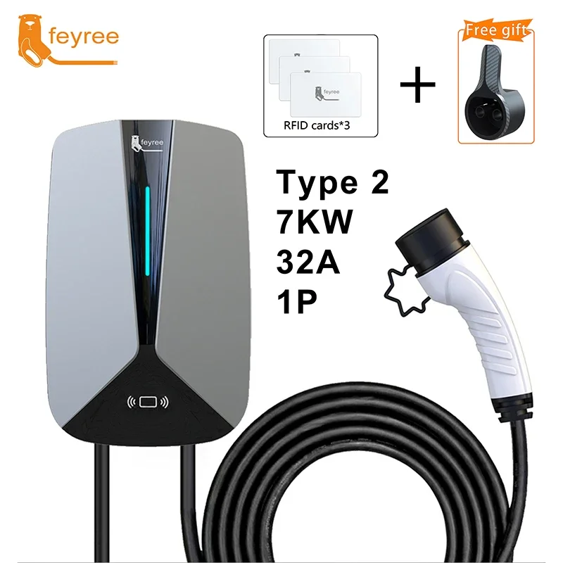 feyree EV Charger Type2 32A 7.6KW 1Phase EVSE Wallbox RFID Cards Version 5m Cable Charging Station for Electric Vehicle Car
feyree EV Charger Type2 32A 7.6KW 1Phase EVSE Wallbox RFID Cards Version 5m Cable Charging Station for Electric Vehicle Car