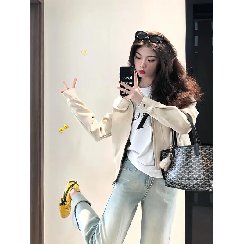 American retro collar suede short jacket women models spring and autumn models small short zip biker jacket tops womens clothing
American retro collar suede short jacket women models spring and autumn models small short zip biker jacket tops womens clothing