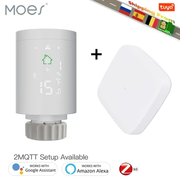 Moes ZigBee3.0 라디에이터 액추에이터 프로그래밍 가능한 온도 조절 밸브 Tuya 온도 컨트롤러 2MQTT Alexa Google 보이스 스마트 앱