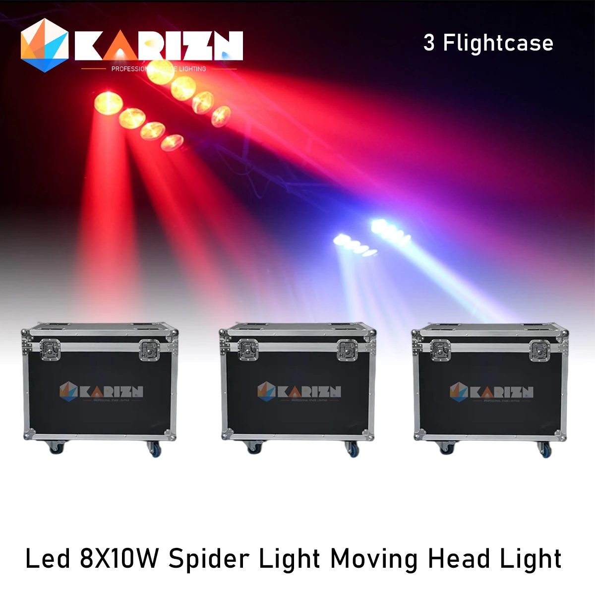 

0 Tax 3 Flight Cases For LED 8x10W Spider Moving Head Light Spider Beam Stage Lighting DMX 512 Spider Light for party event