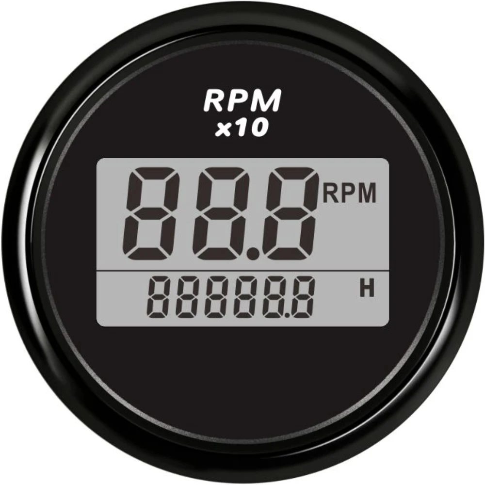 

ELING 52mm(2") Universal Digital Tachometer RPM Rev Counter 0-9990RPM with Hour Meter 9-32V with Red Backlight for Car Boat