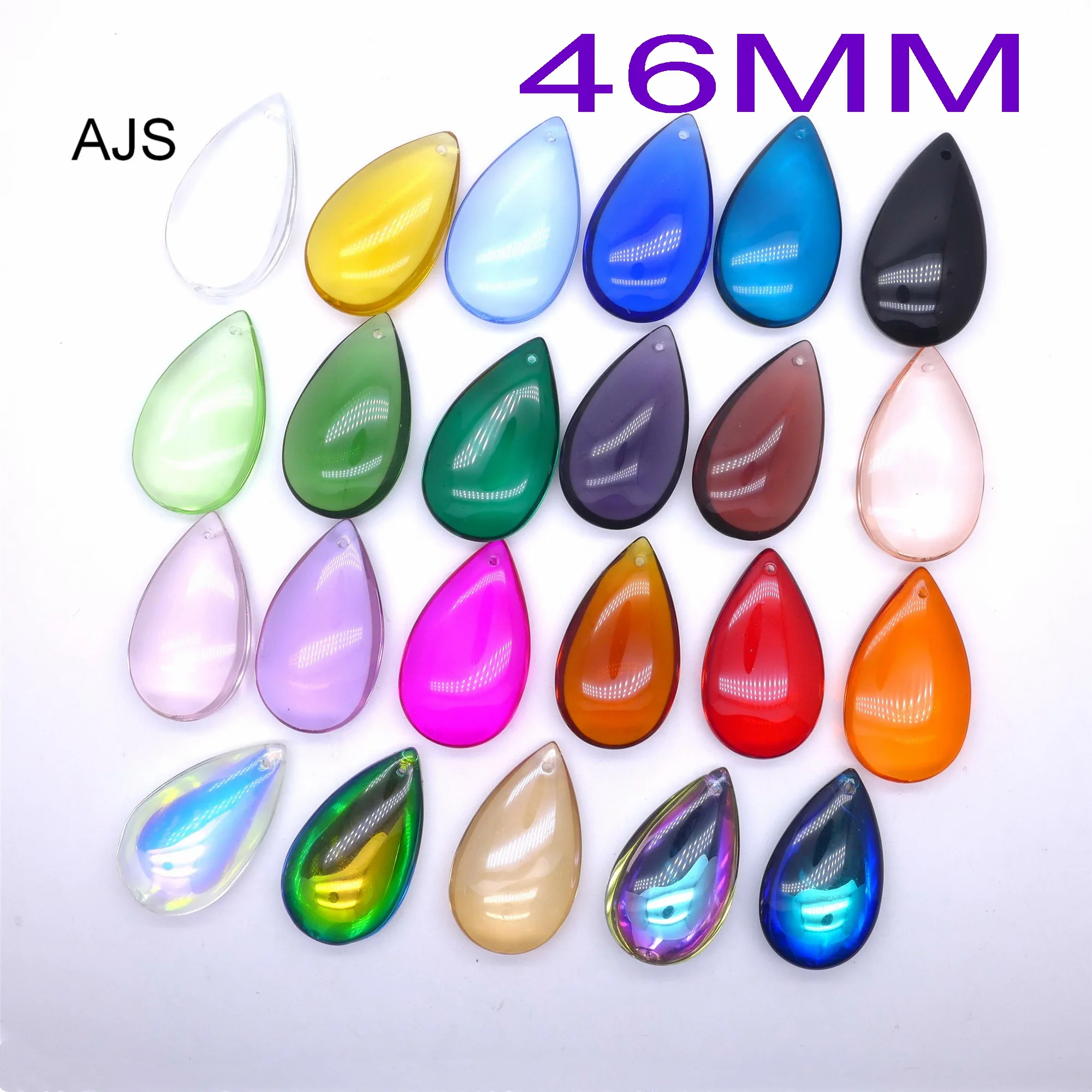 

46MM Crystal Smooth Teardrop Water Drop Pear Pendants Earrings Lamp Glass Hanging Beads AB Chandelier DIY 10pcs Free Shipping