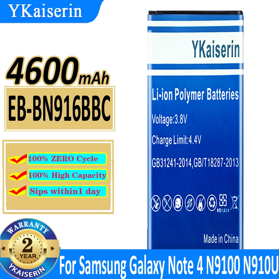 YKaiserin EB-BN916BBC 4600mAh Battery For Samsung Galaxy NOTE4 N9100 N9106W N9108V N9109V Note 4 Batteries
YKaiserin EB-BN916BBC 4600mAh Battery For Samsung Galaxy NOTE4 N9100 N9106W N9108V N9109V Note 4 Batteries