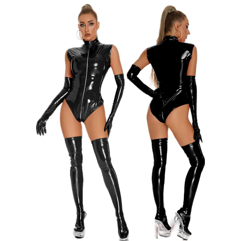 Sexy Women Sleeveless PU Leather Bodycon Bodysuit Club Crotchless Glossy Latex Jumpsuit Zipper Open Crotch Catsuit
Sexy Women Sleeveless PU Leather Bodycon Bodysuit Club Crotchless Glossy Latex Jumpsuit Zipper Open Crotch Catsuit
