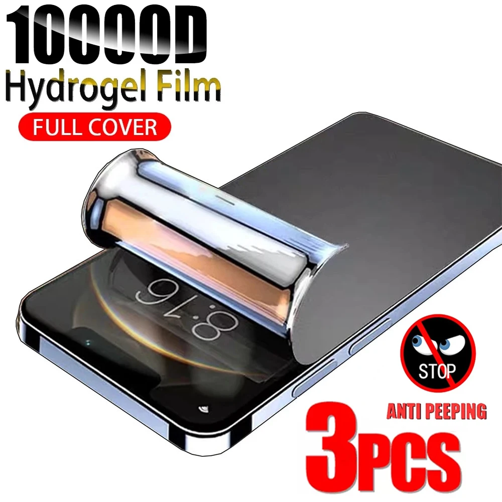 

3Pcs Anti Spy Hydrogel Film For IPhone 15 14 13 12 11 Pro Max 12 Mini 6s 7 8 14 Plus 11 Pro XS Max XR Privacy Screen Protectors